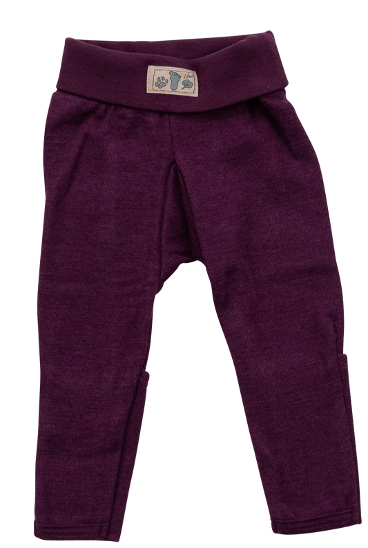 Babyhose mit Nabelbund und Beinumschlag, beere | Wolle Seide | Lilano