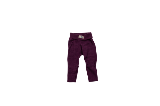 Babyhose mit Nabelbund und Beinumschlag, beere | Wolle Seide | Lilano