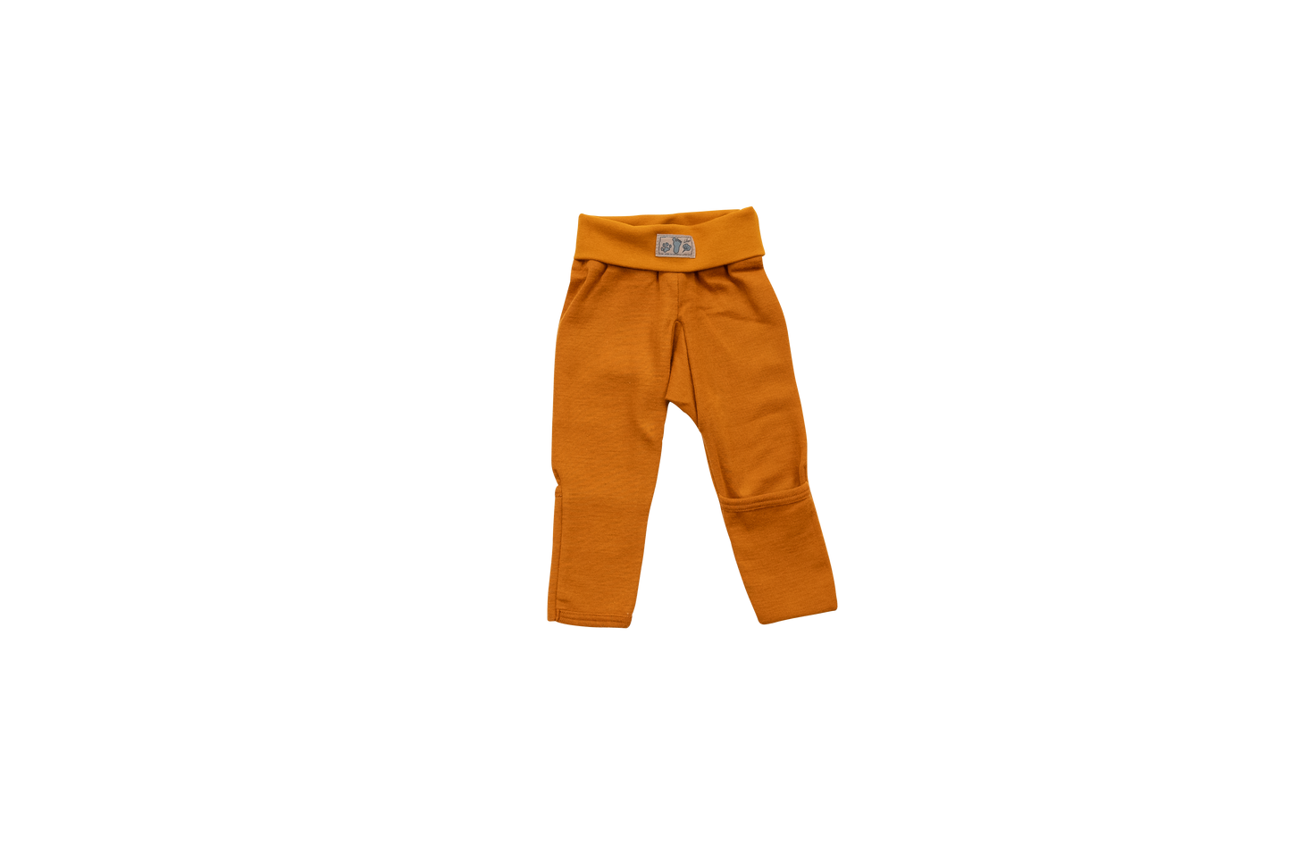 Babyhose mit Nabelbund und Beinumschlag, curry | Wolle Seide | Lilano