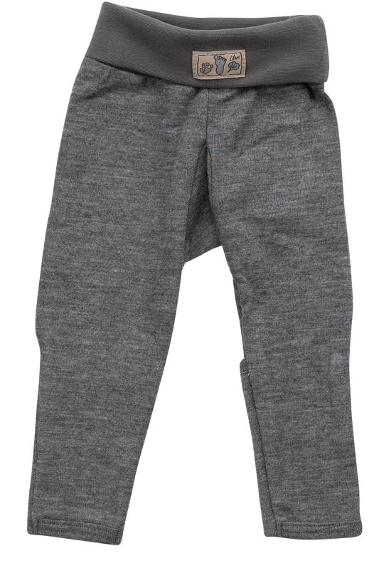 Babyhose mit Nabelbund und Beinumschlag, grau | Wolle Seide | Lilano