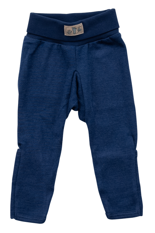 Babyhose mit Nabelbund und Beinumschlag, marine | Wolle Seide | Lilano