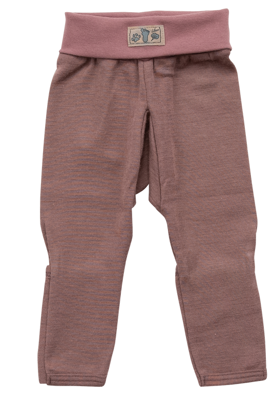 Babyhose mit Nabelbund und Beinumschlag, mauve | Wolle Seide | Lilano