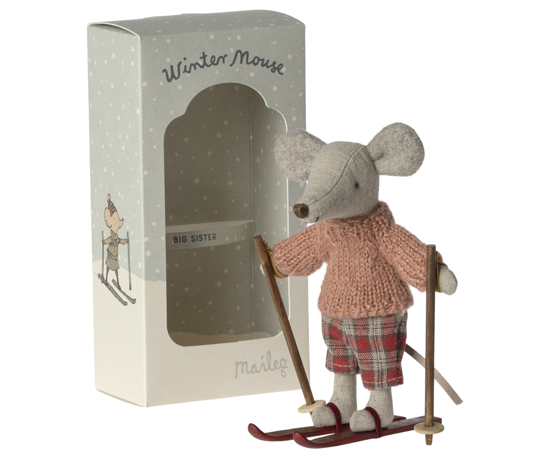 Wintermaus mit Ski. Große Schwester | Maleg