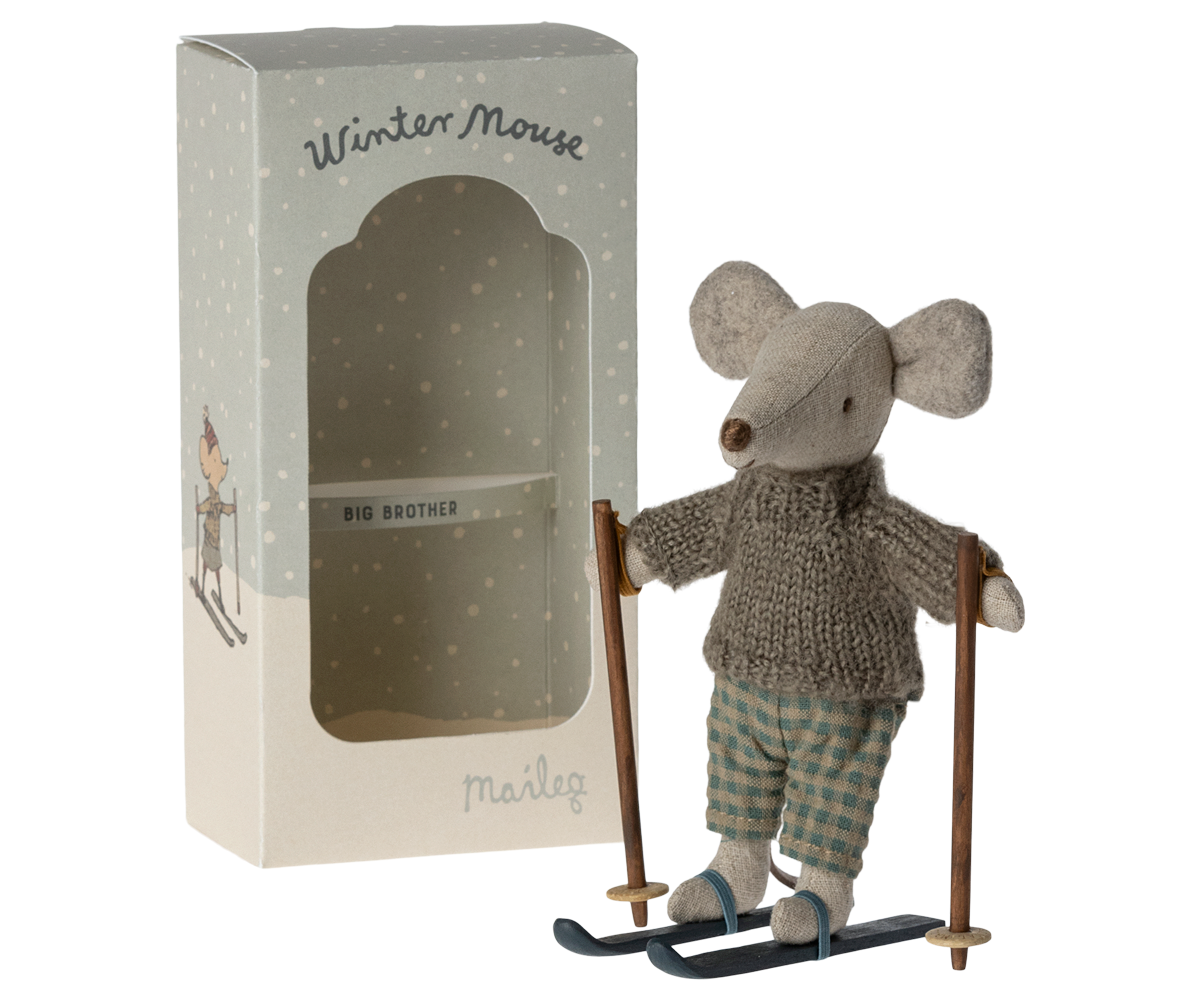 Wintermaus mit Ski. Großer Bruder | Maileg