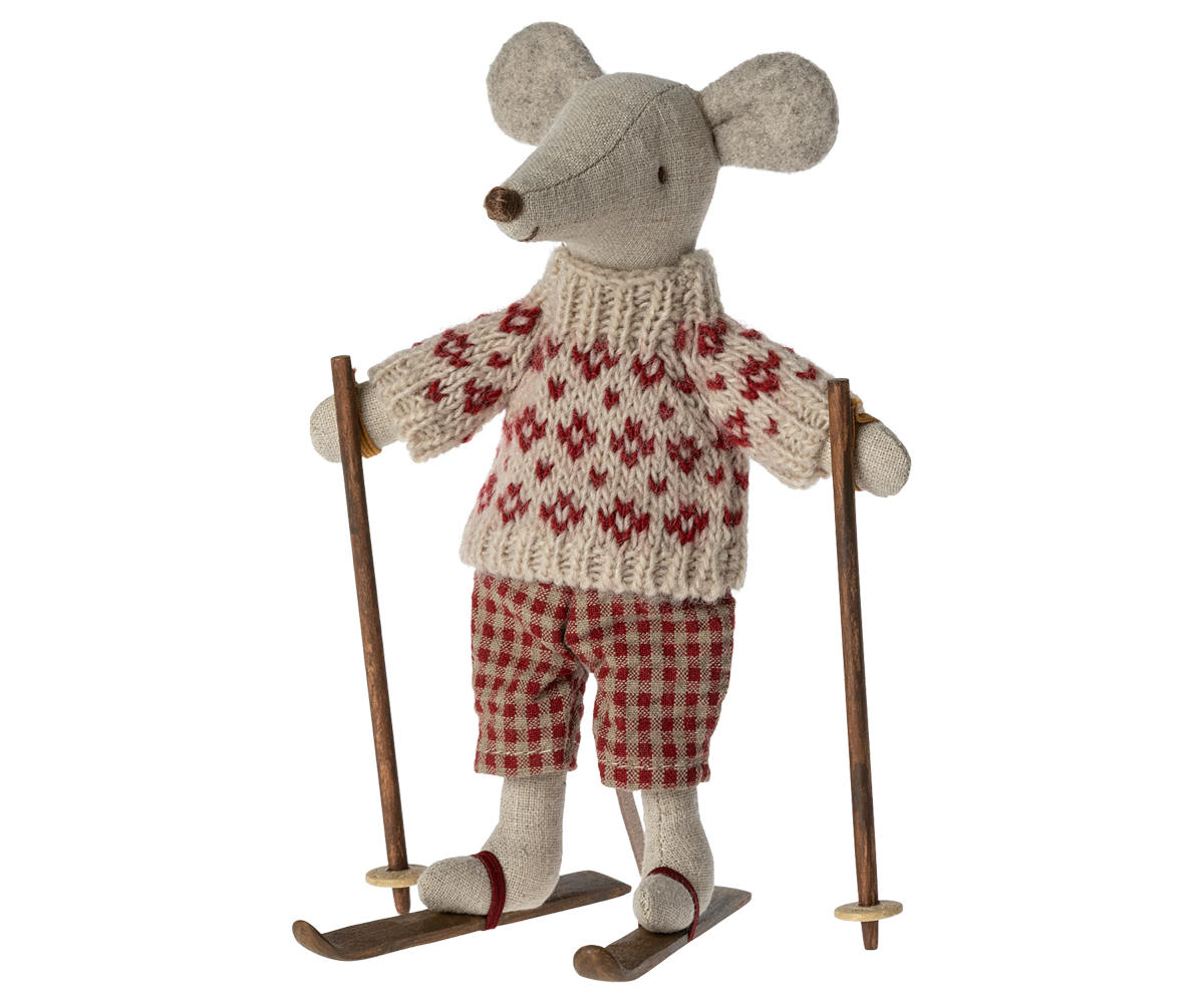 Wintermaus mit Ski. Mama | Maleg