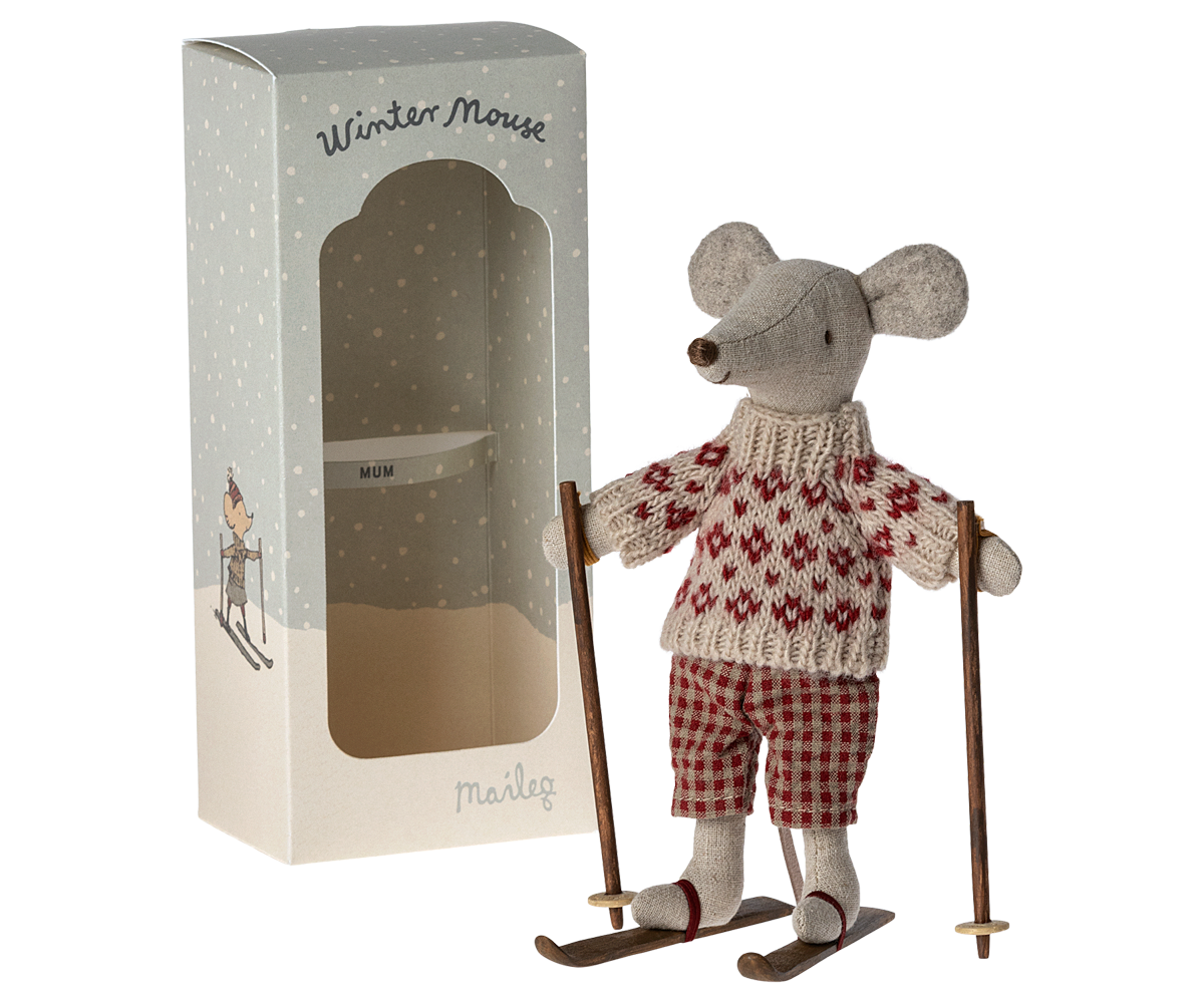 Wintermaus mit Ski. Mama | Maleg