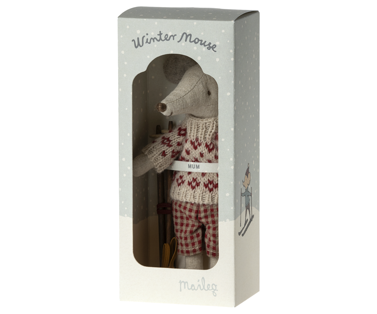 Wintermaus mit Ski. Mama | Maleg