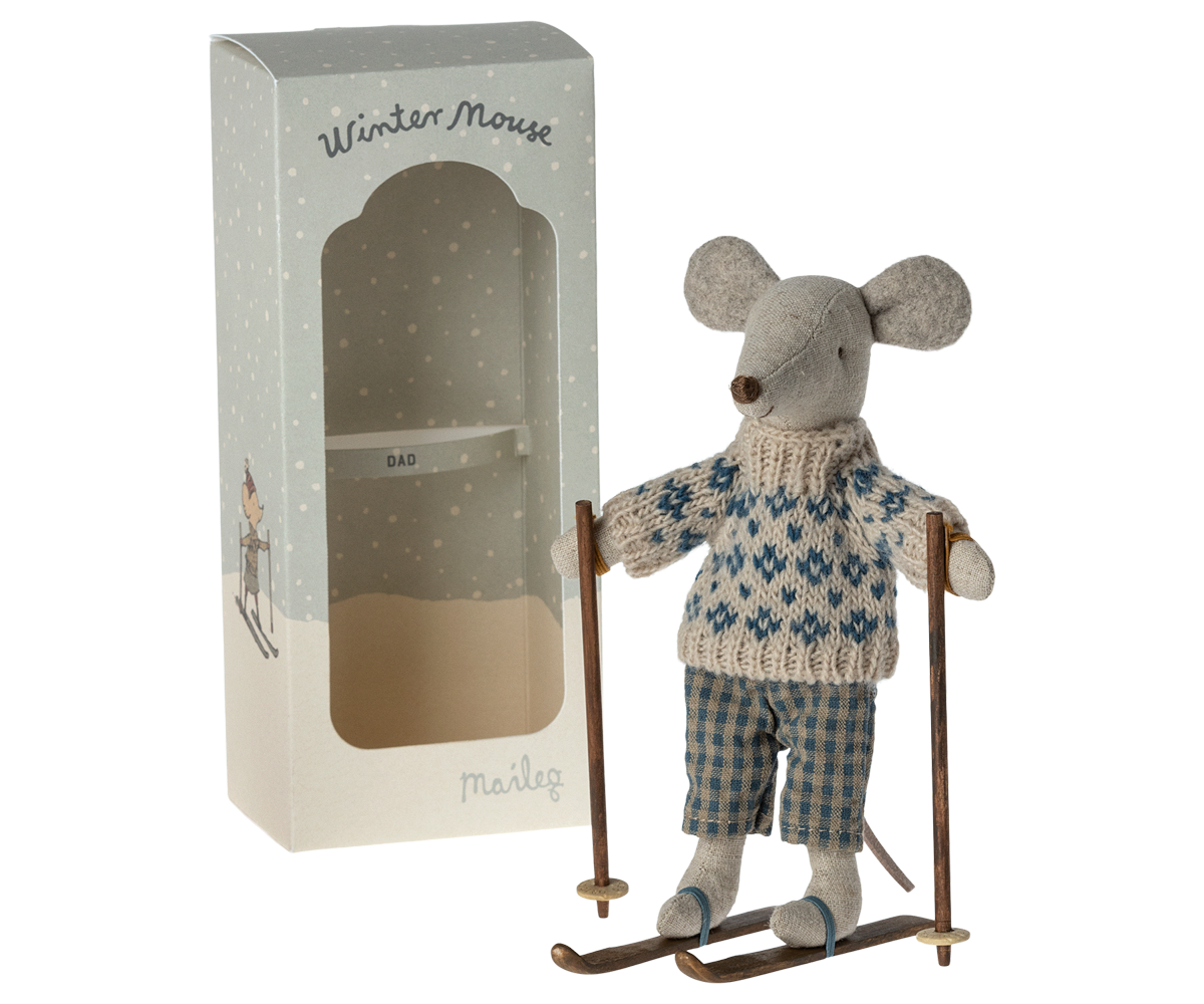 Wintermaus mit Ski. Papa | Maileg