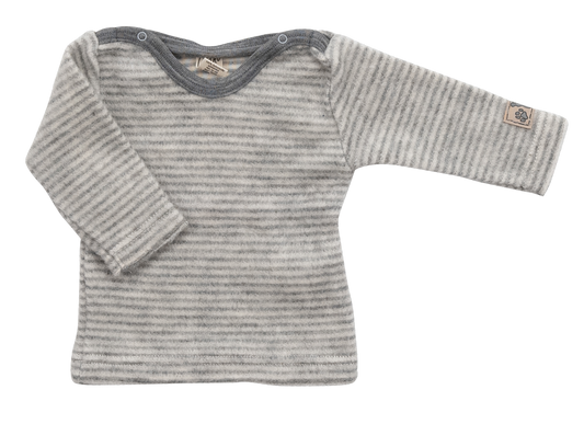 Baby-Shirt Ringel aus Wollfrottee-Plüsch, grau/natur | Lilano