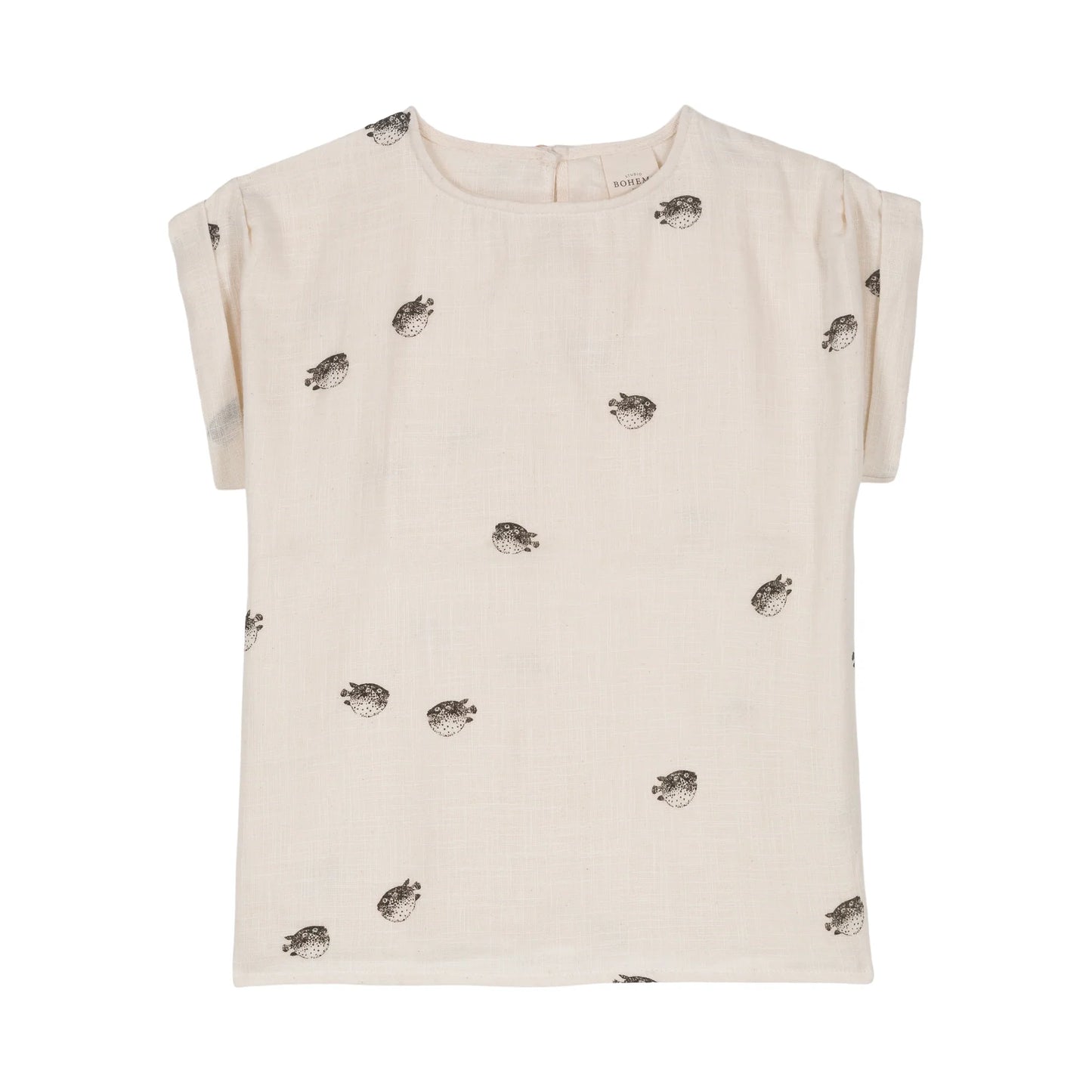 T-Shirt/ Bluse, Kugelfisch, Bio-Baumwolle, weiß