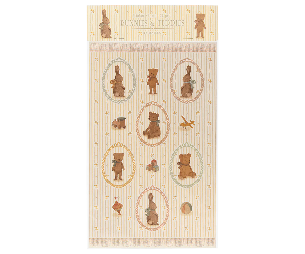 Stickerbogen, Osterdeko, Hasen und Teddys, Geschenkvepackung, Maileg