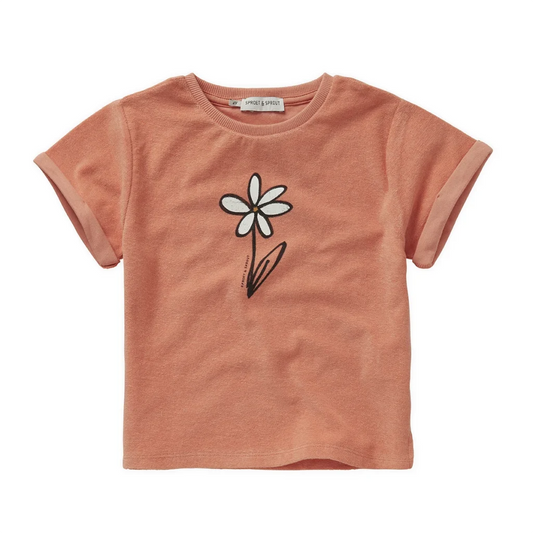 Kurzärmeliges T-Shirt. Frottee. Gänseblümchen.