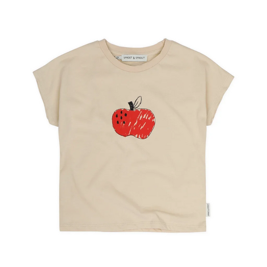 Sommer T-Shirt. Apfel Print. Uni. Ärmellos