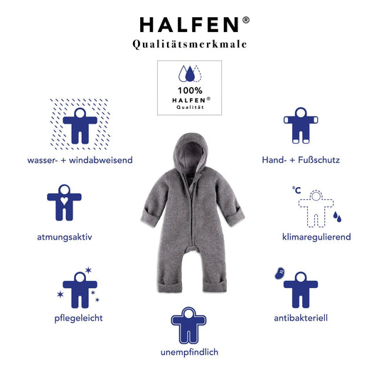 Wollwalk Overall mit Reißverschluß - Bio - sage | halfen