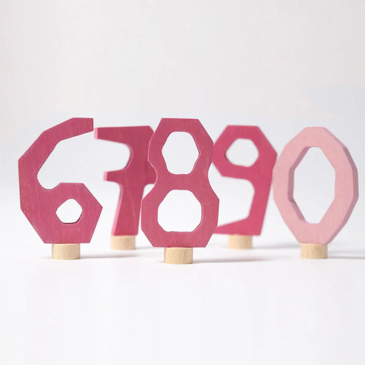 Grimm’s Rosa Zahlenstecker-Set 6–9 und 0