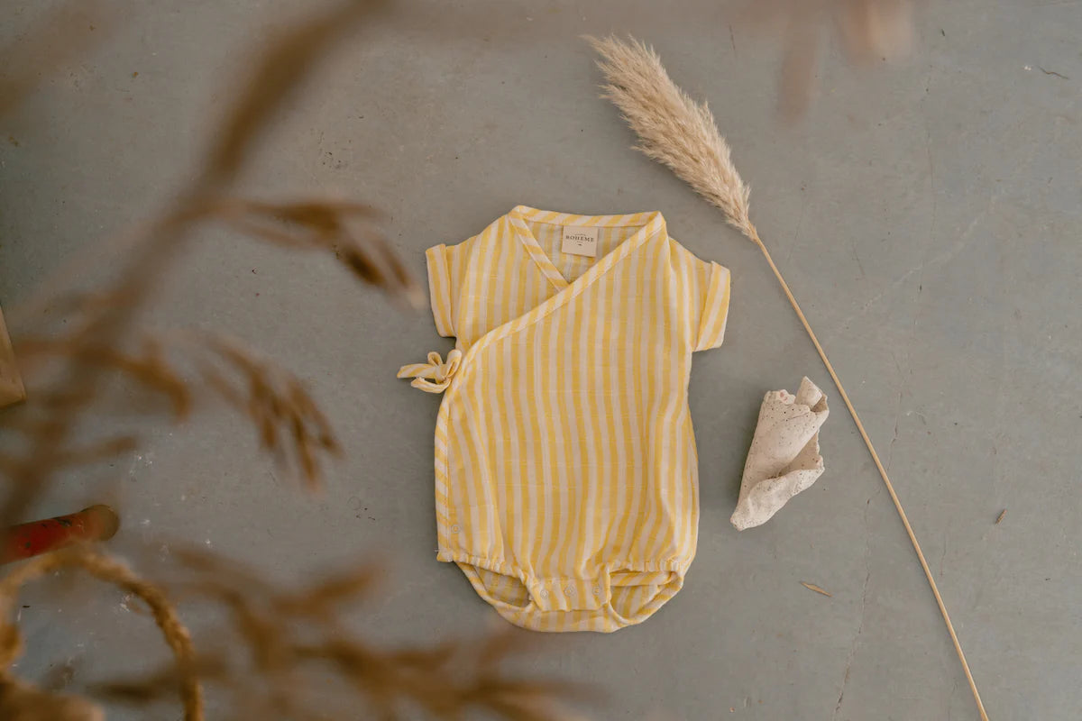 Wickelbody, Kurzarm, Gestreift, Bio-Baumwolle