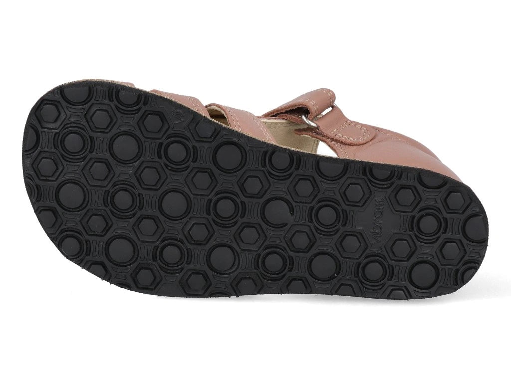 Barfuß Kindersandale Arin von Koel in old pink Variante, Vibram Sohle