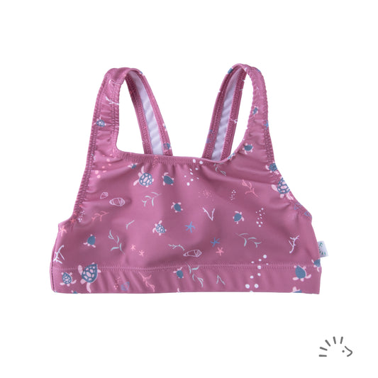 Hochwertiges Bikinioberteil mit UV-Schutz für Kinder | Schildkröte Mauve | popolini
