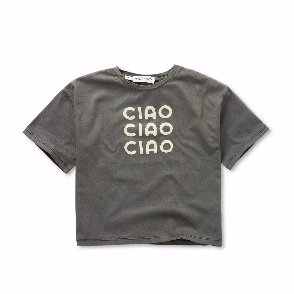 Tshirt mit Schriftug Ciao in verwaschenem Schwarz
