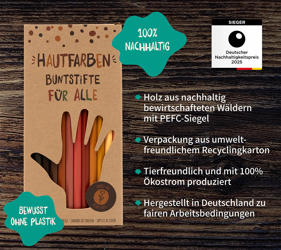 Butstifte für Alle. Realistische Hauttöne. Set 12 Stifte | hautfarben