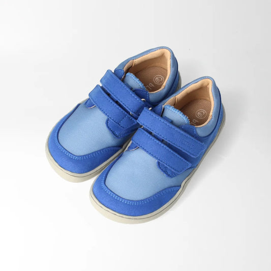 bLIFESTYLE krokodilSTYLE | Veganer Kinder-Barfuß-Sneaker in Seeblau, Ansicht oben