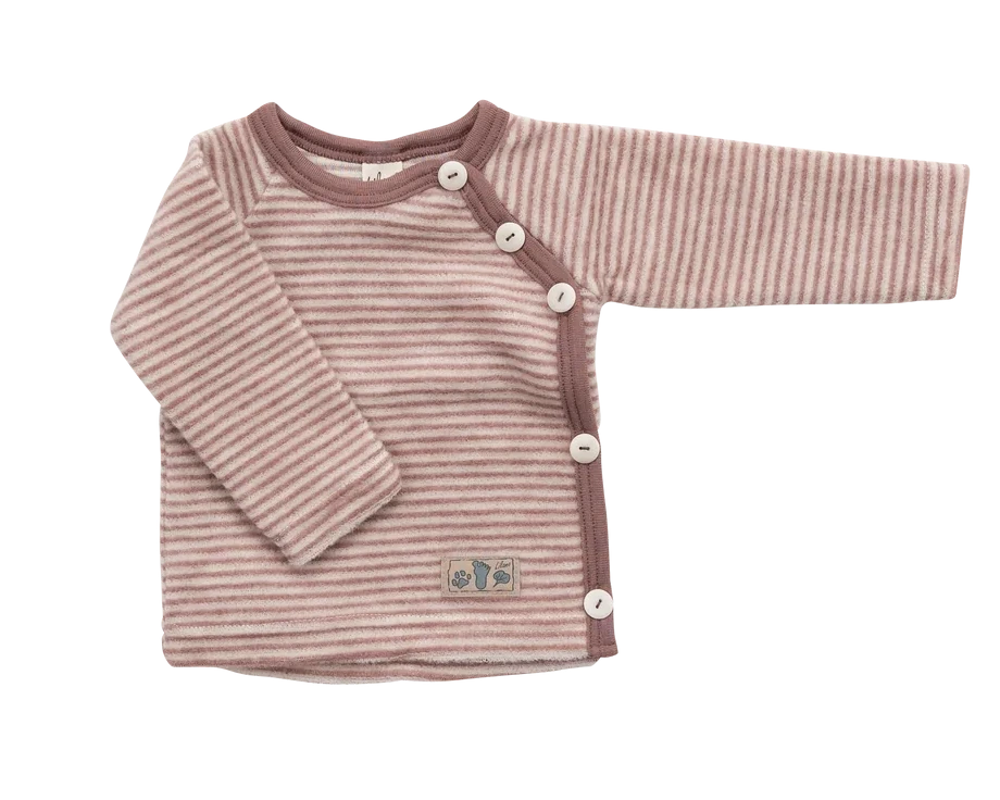 Wickeljacke mit Knopfleise aus Wollplüsch, mauve | Lilano