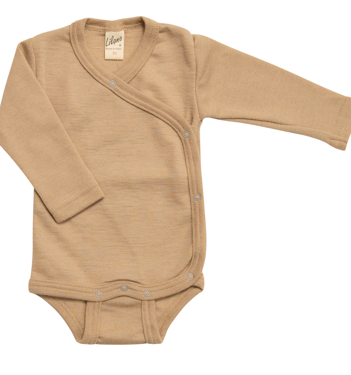 Wickelbody, Wolle/Seide, langarm, sand | Lilano