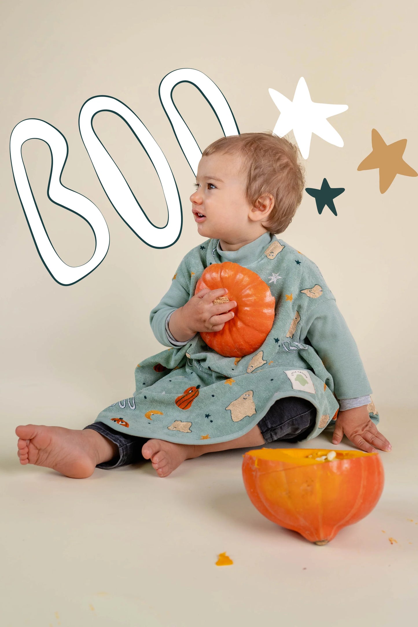 Limited Edition. Lätzchen "Boo", Happy Halloween. Frottee. wasserdicht | Little Casimir