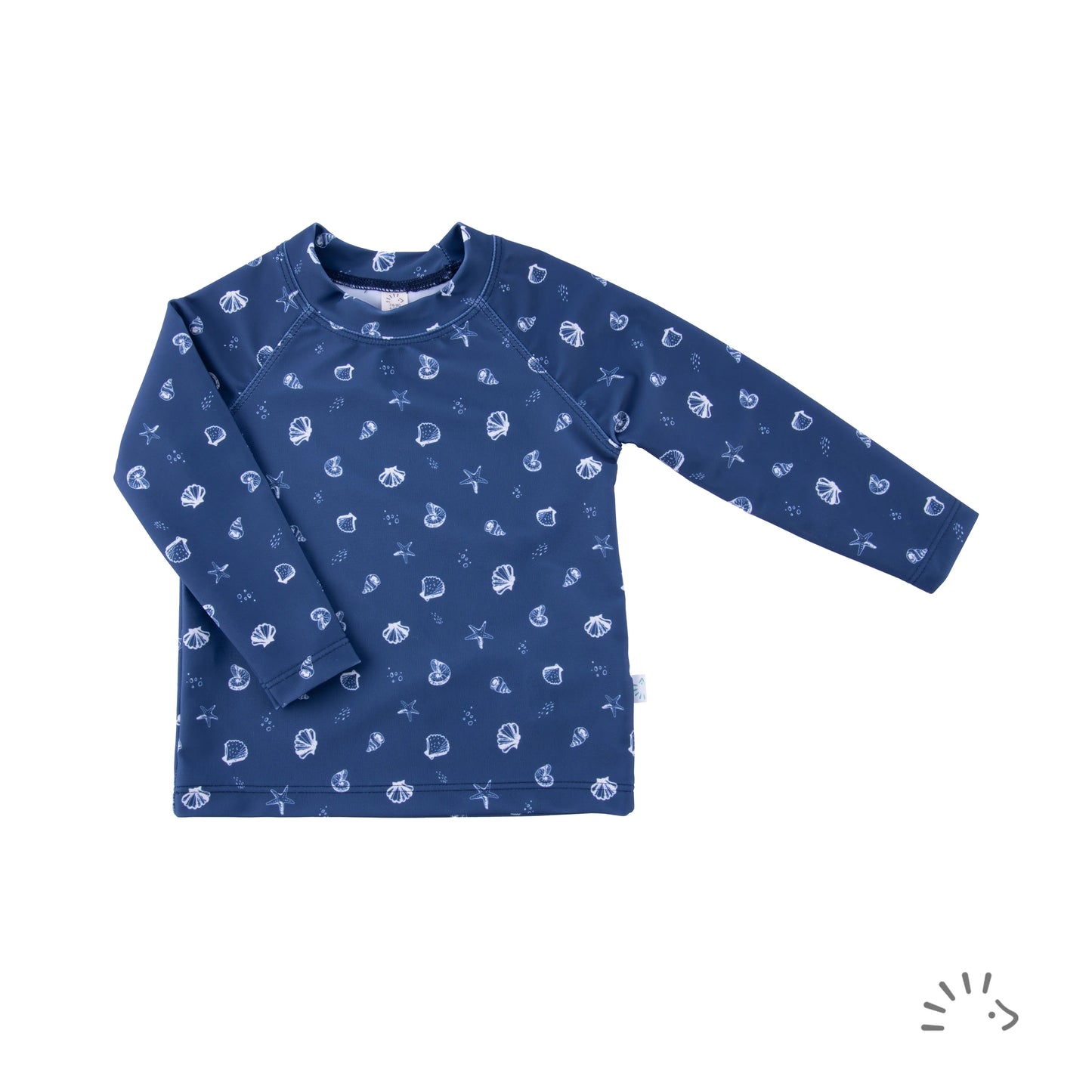 UV-Badeshirt Langarm für Kinder und Babys | Muscheln blau | popolini