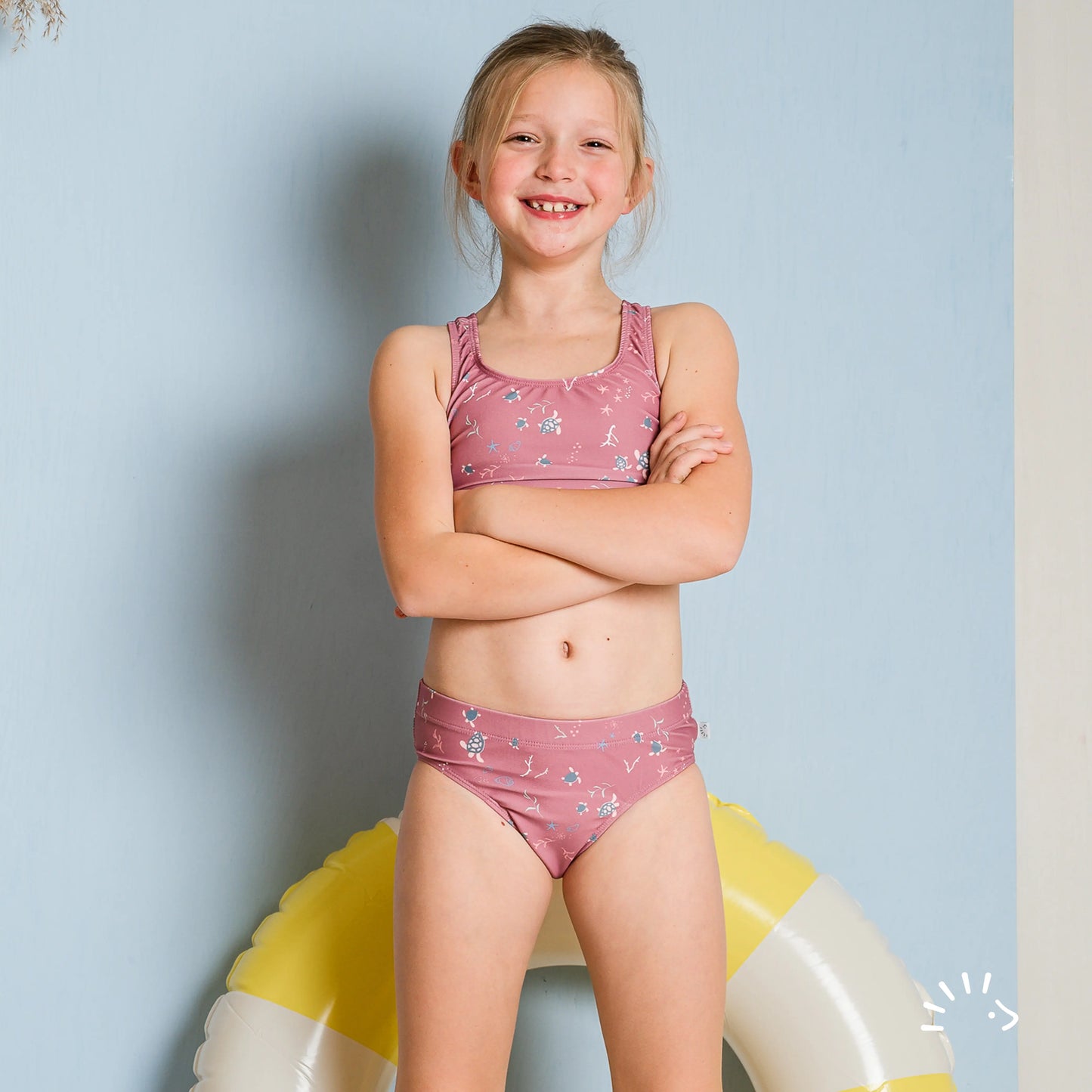 Vielseitige Badehose für Strand und Pool | Schildkröte Mauve | popolini