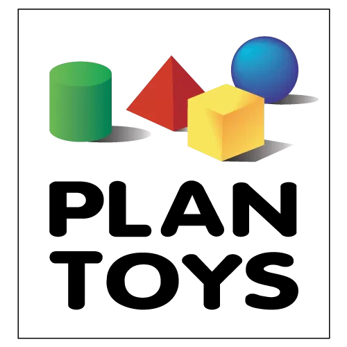 Geometrische Formen und der Name der Marke -  PlanToys