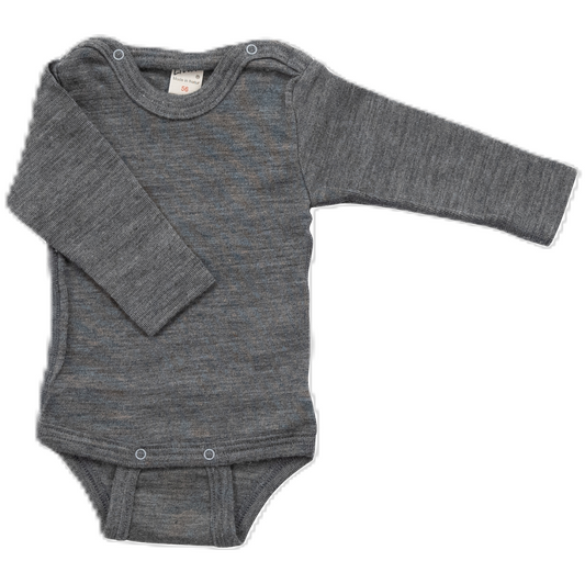 Body, Wolle/Seide, langarm, grau | Lilano