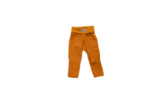 Babyhose mit Nabelbund und Beinumschlag, curry | Wolle Seide | Lilano