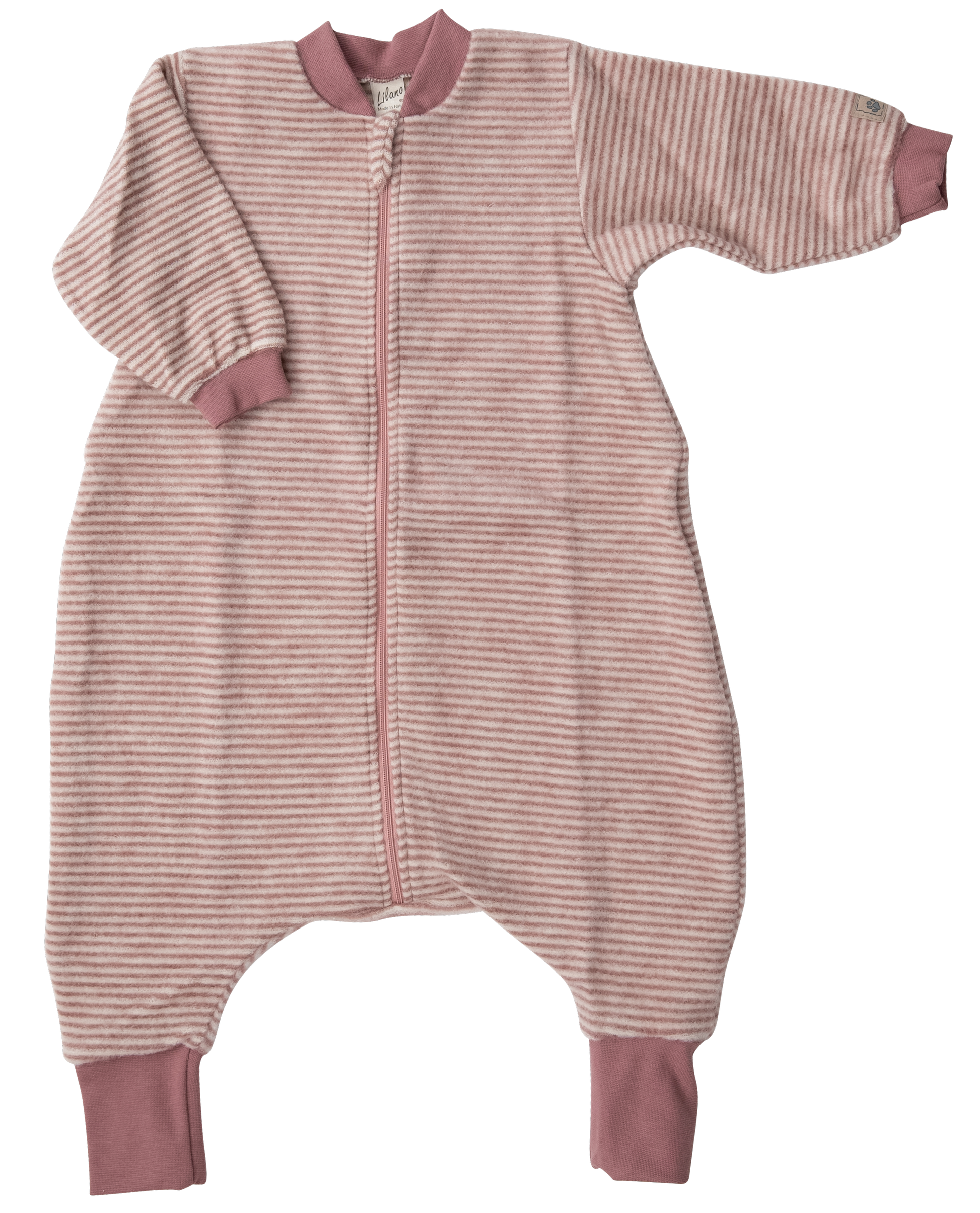 Schurwolle Schlafsack mit Füßen. mauve