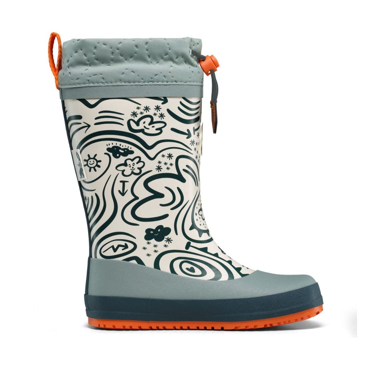 Veganer Barfuß-Gummistiefel Puddly im Hasen-Design warm gefüttert mit Cordlock-Kragen, Innenseite