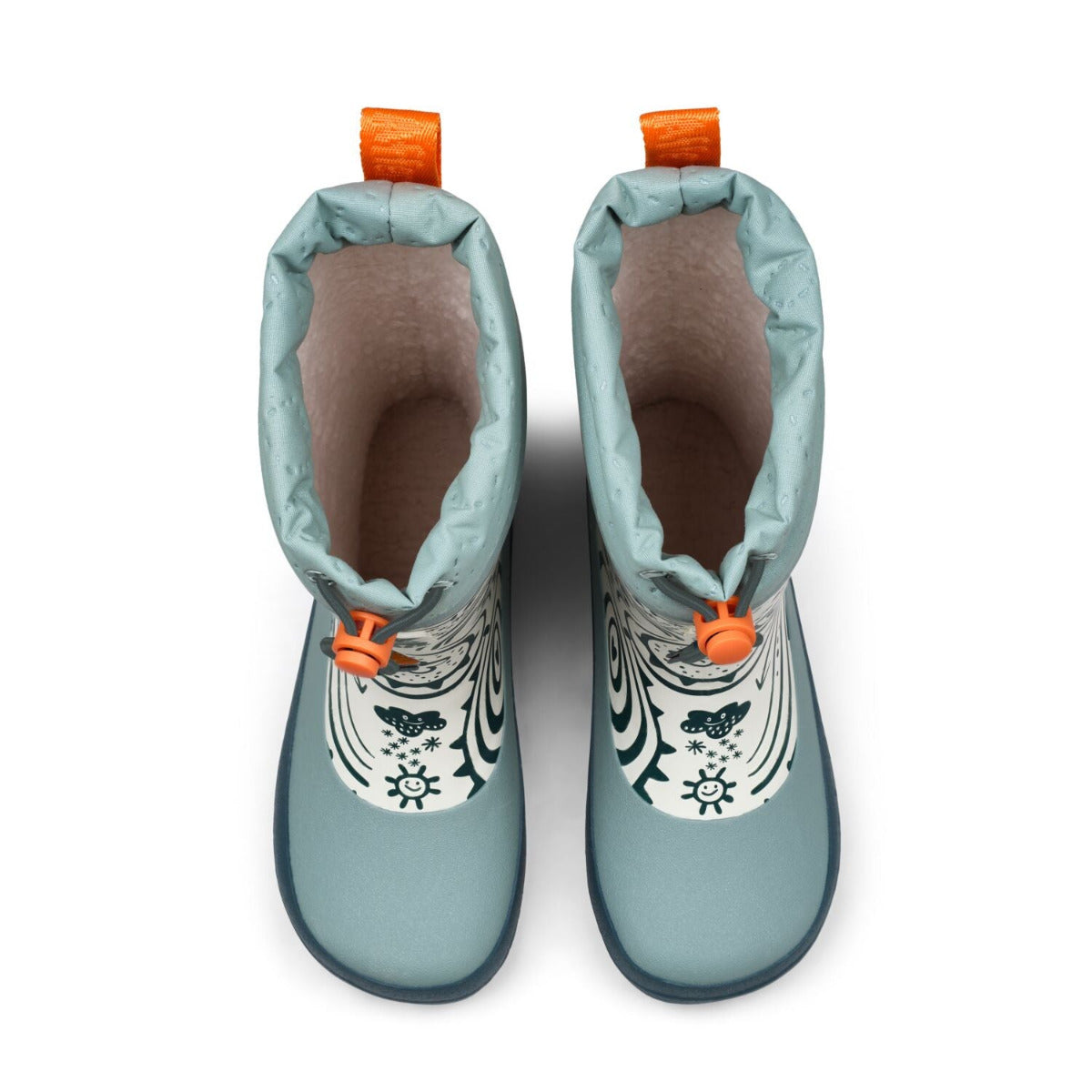 Veganer Barfuß-Gummistiefel Puddly im Hasen-Design warm gefüttert mit Cordlock-Kragen, Innenfutter
