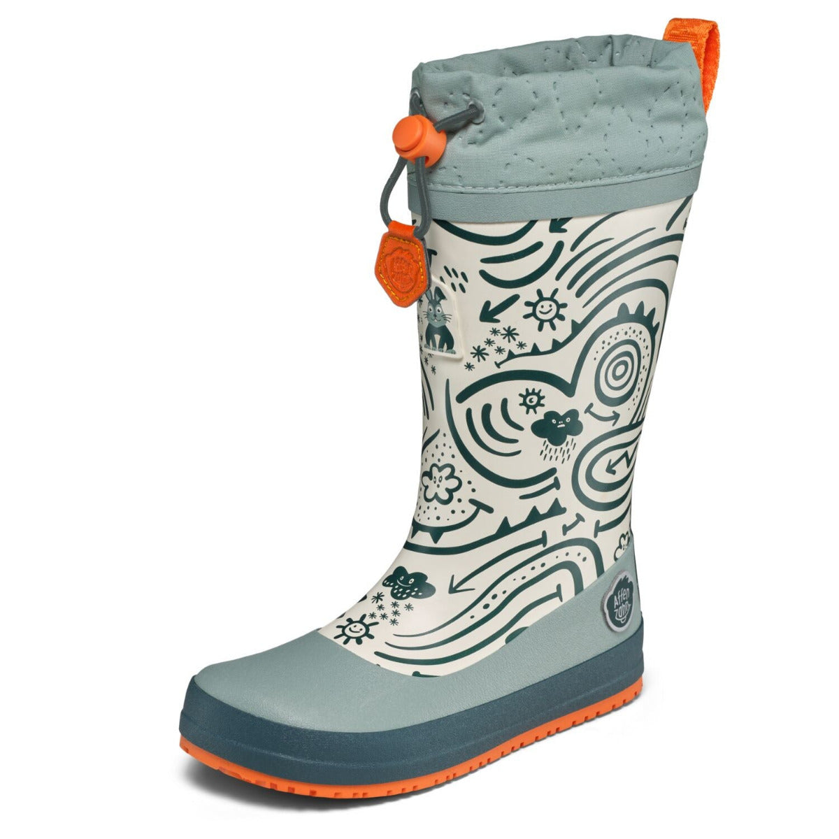 Veganer Barfuß-Gummistiefel Puddly im Hasen-Design warm gefüttert mit Cordlock-Kragen, Profil