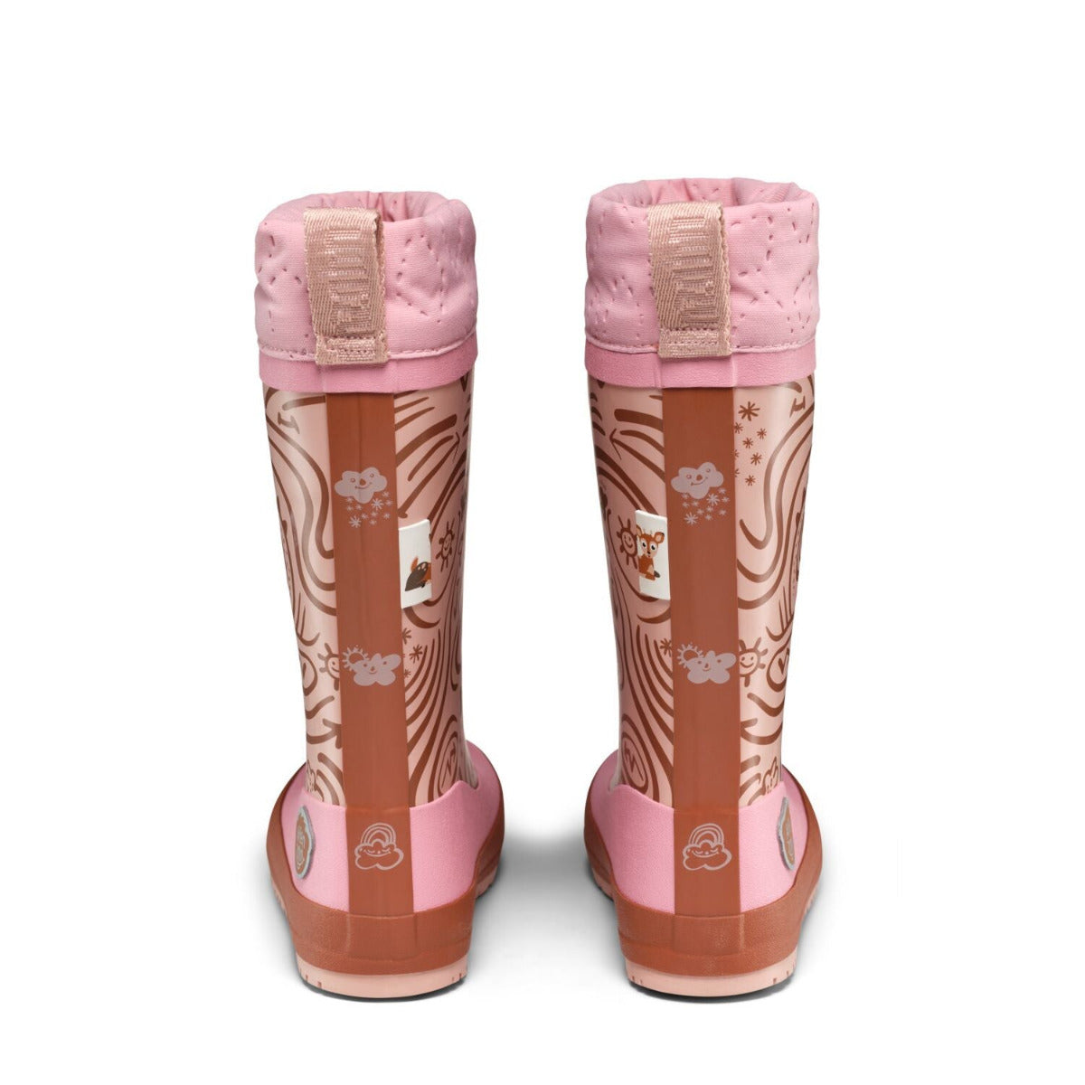 Veganer Barfuß-Gummistiefel Puddly im Reh-Design warm gefüttert mit Cordlock-Kragen, Rücksicht