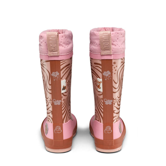 Veganer Barfuß-Gummistiefel Puddly im Reh-Design warm gefüttert mit Cordlock-Kragen, Rücksicht