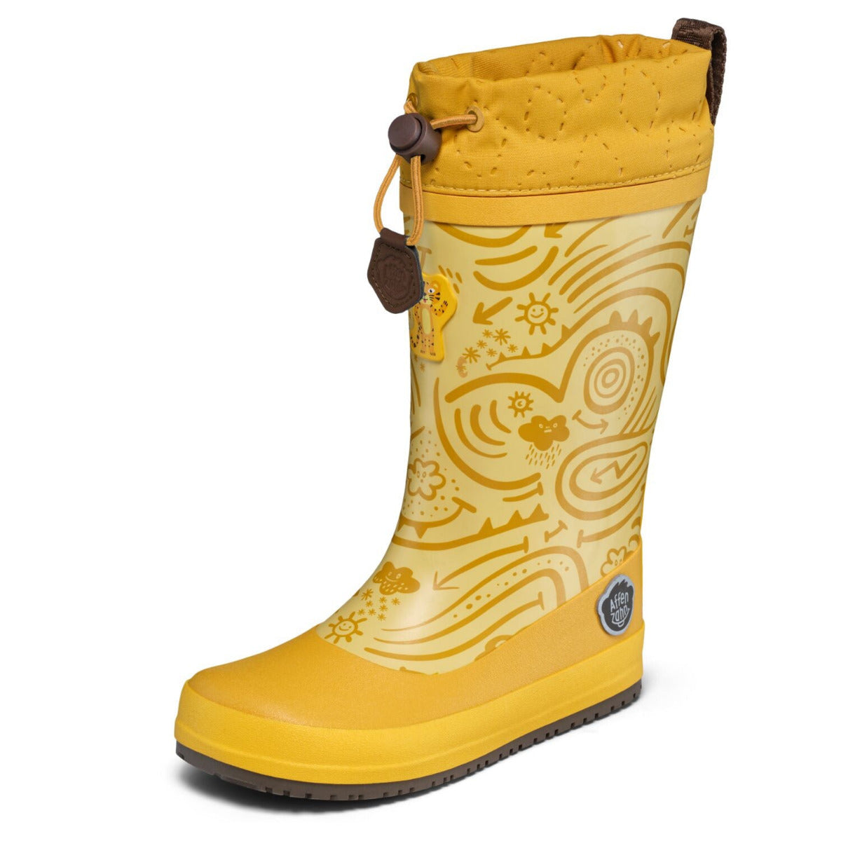 Veganer Barfuß-Gummistiefel Puddly im Tiger-Design warm gefüttert mit Cordlock-Kragen,Profil 2