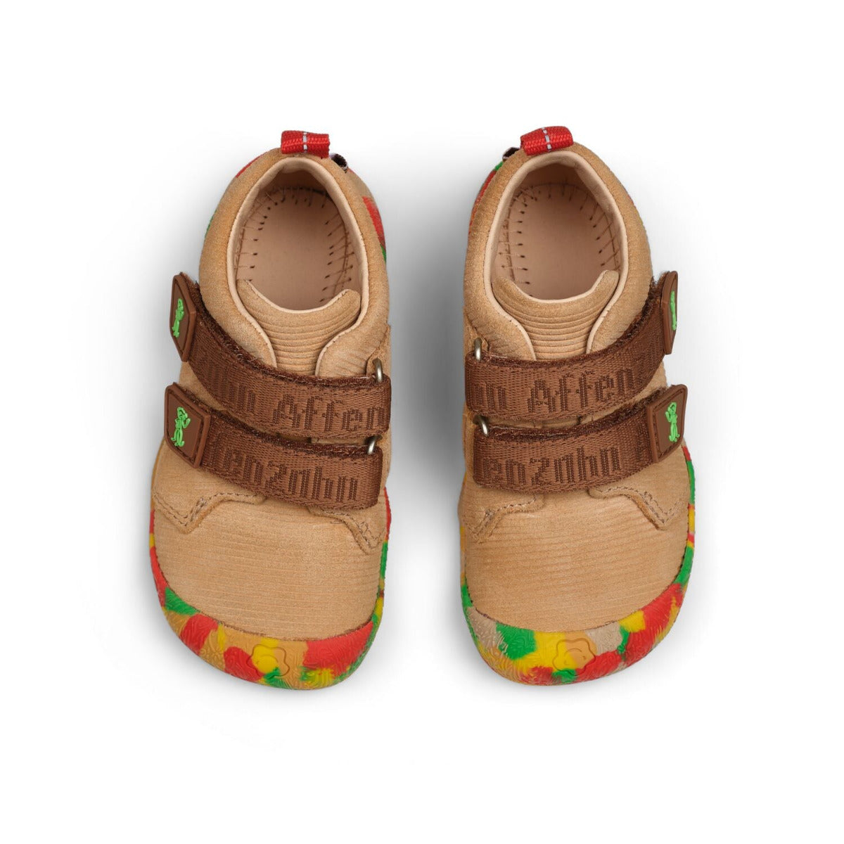 Affenzahn Lauflerner Walky Modell Affe – Brauner Leder-Barfußschuh für Kinder, Ansicht von oben