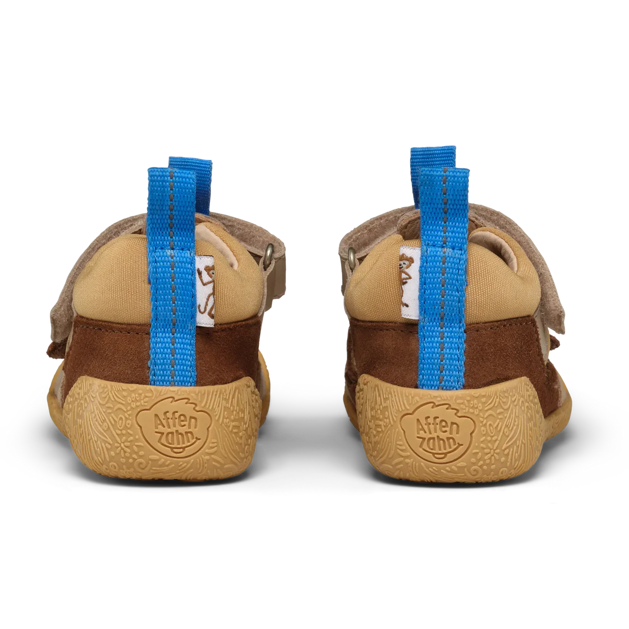 Die beige Affenzahn Freely Lauflerner Sandale, Rechts-Links-Unterscheidung