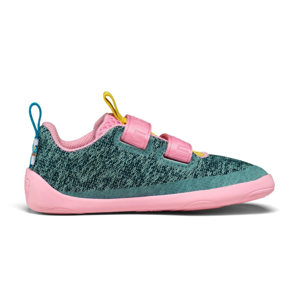 Affenzahn Barfuß-Sneaker für schmale Füße, Modell Chamäleon in türkis und rosa, Seitenansicht innen