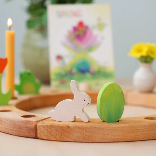 Grimm’s Stecker-Set Hase und Osterei in grüner Batik-Optik für Festtagsring