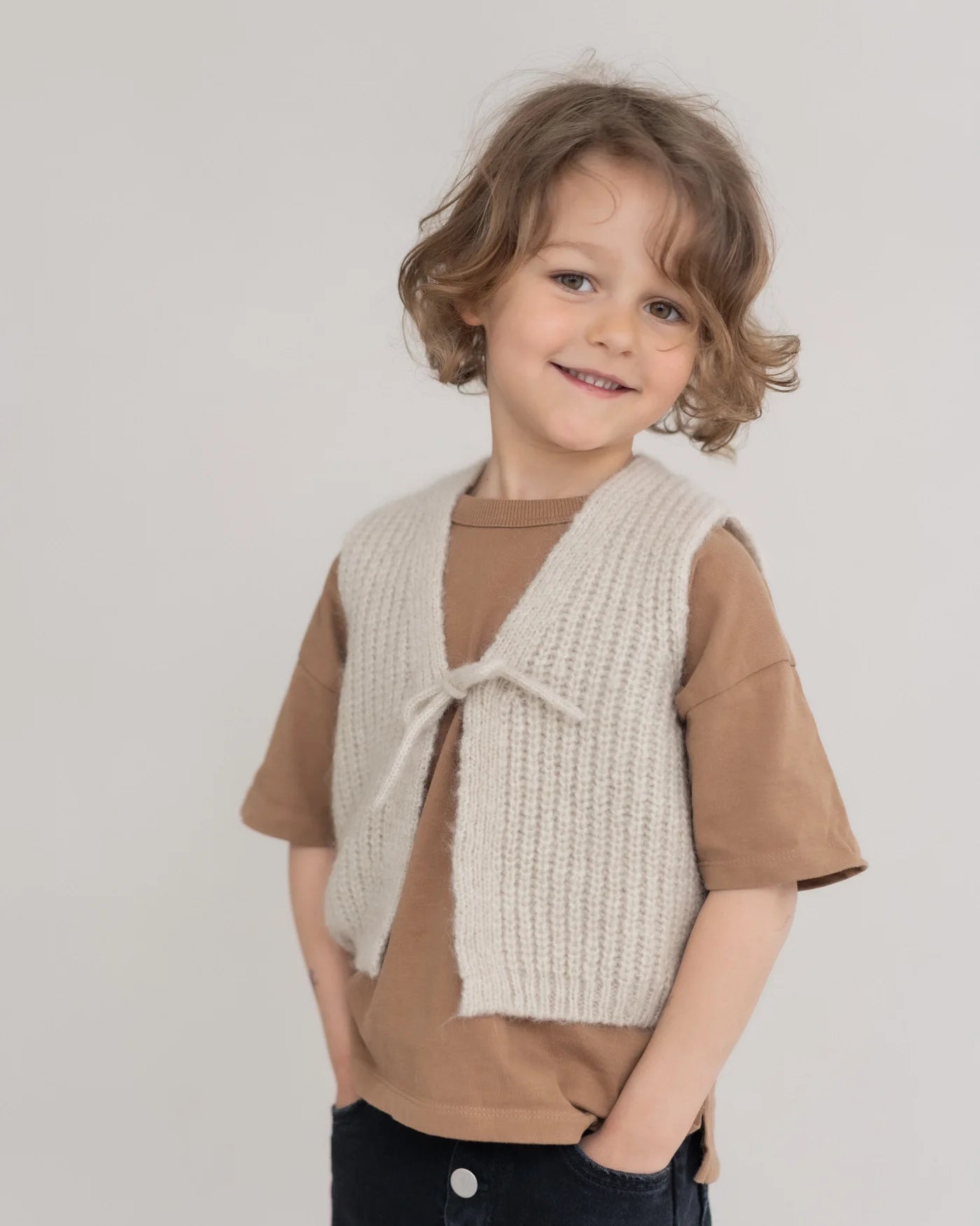 HALFEN Kinder Grobstrick Weste – Alpaka, Merino & Seide (Made in Germany)
