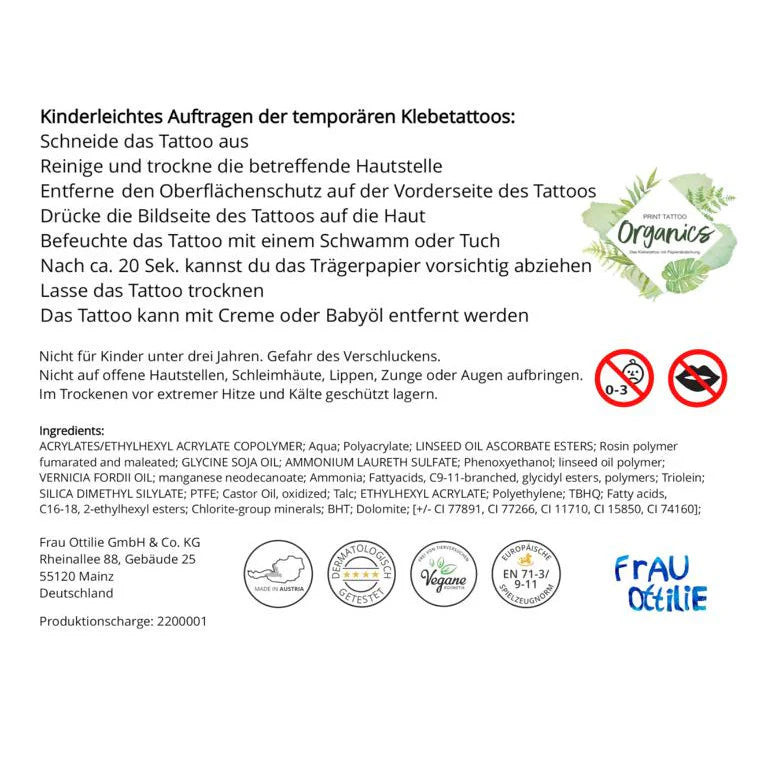 Nachhaltige Kinder-Tattoos „Einschulung & Schulstart“