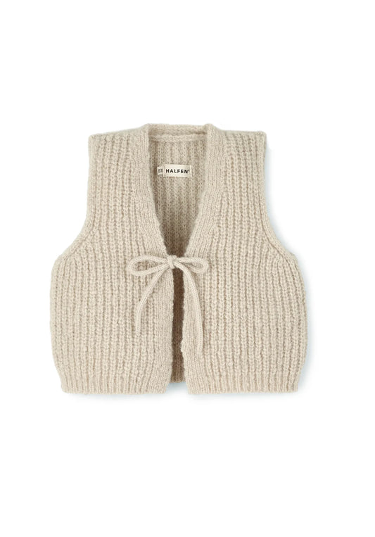 HALFEN Kinder Grobstrick Weste – Alpaka, Merino & Seide (Made in Germany)