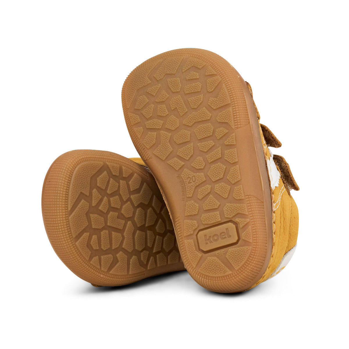 Koel Archie 3.0 Barfuß - Lauflernschuh für extra breite Füße mit hohen Spann in der Farbe cognac, Sohle