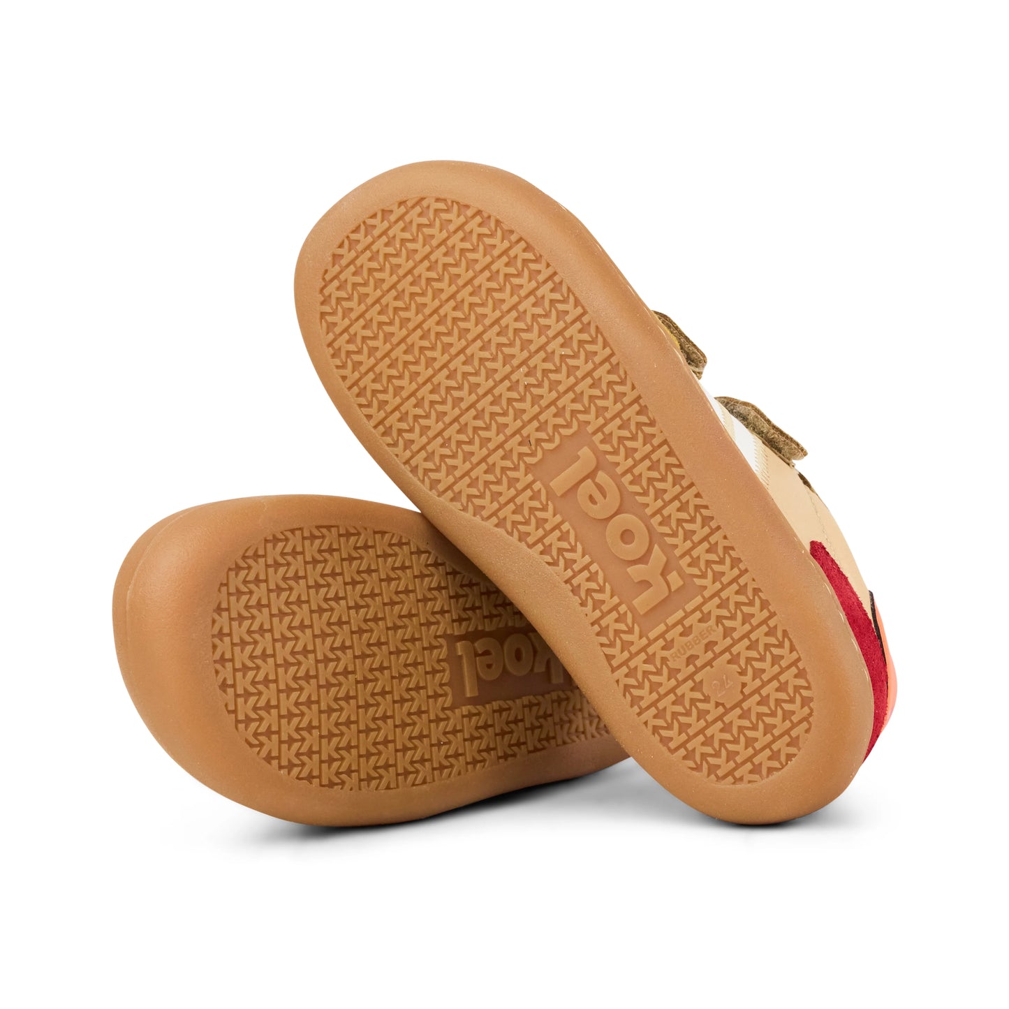 Stylischer Kinder Barfuß-Sneaker Koel Bali Leder 3.0 in beige mit coolen Farbakzenten, Sohle