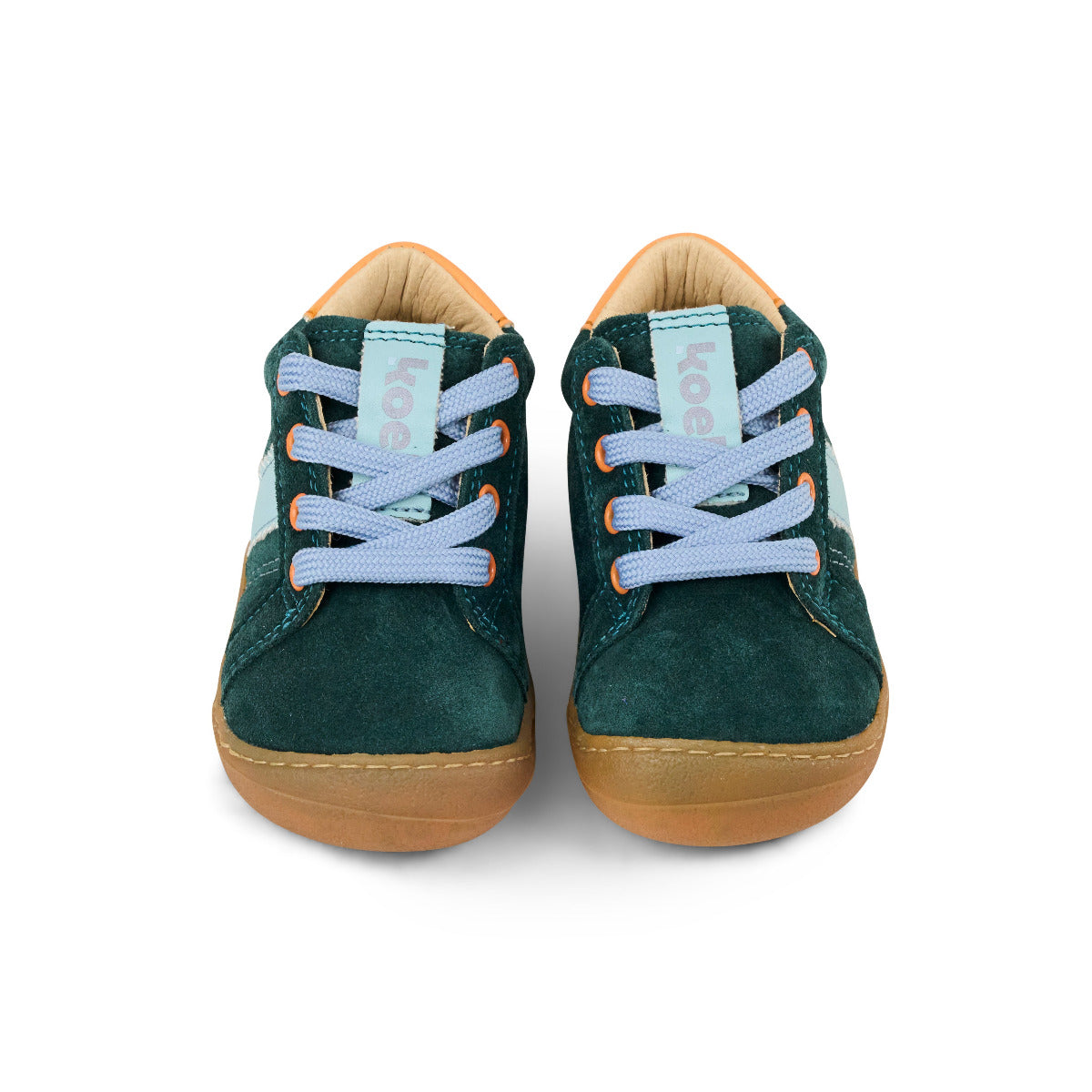 Koel Barefoot BLAKE Suede, von vorne, grün/orange, schnürer